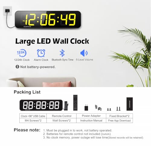 15.2" Gym Timer, App & Remote Control, Customizable LED Colors, Gym Clock