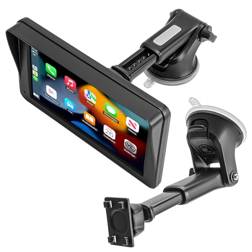Replacement Suction Cup Car Mount for CarPlay Screen with Quick Extension Arm, Compatible with 7-11 Inch Portable Car Play Screens, Adjustable Dashboard Windshield in-Car Monitor Bracket Holder