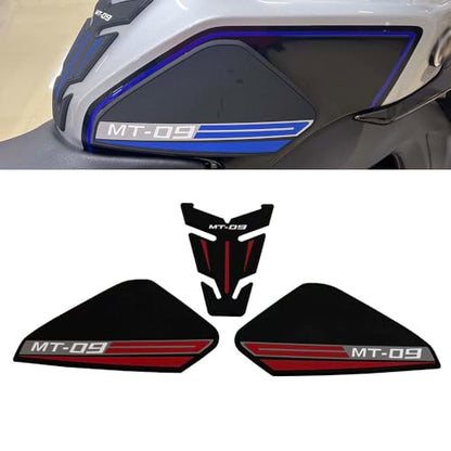 Motorcycle Fuel Tank Rubber Protection Pads for Yamaha MT-09 MT-09 SP 2025 - Anti-Slip Scratch Resistant Tank Traction Grips Sticker Decals (B) - color: 1 red ribbon solid