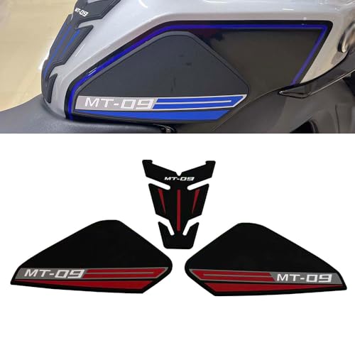 Motorcycle Fuel Tank Rubber Protection Pads for Yamaha MT-09 MT-09 SP 2025 - Anti-Slip Scratch Resistant Tank Traction Grips Sticker Decals (B) - color: 1 red ribbon solid