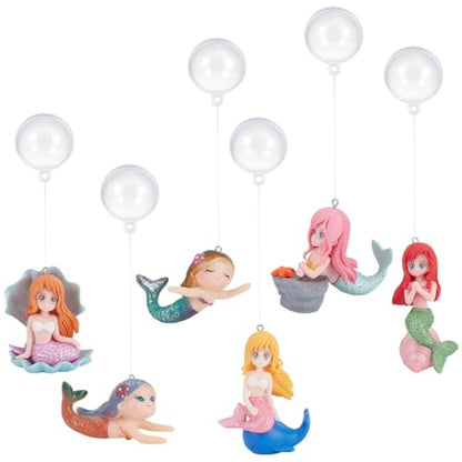 PLIGREAT 4 Pcs Floating Fish Tank Decorations, Cute Mermaid Aquarium Ornament Simulated Little Mermaid with Floating Device for Home Underwater World