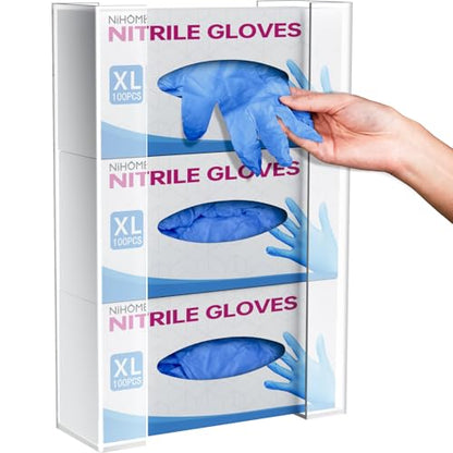 NiHome 3-Tier Clear Acrylic Glove & Tissue Box Holder Dispenser, Wall Mount - size: 3-tier
