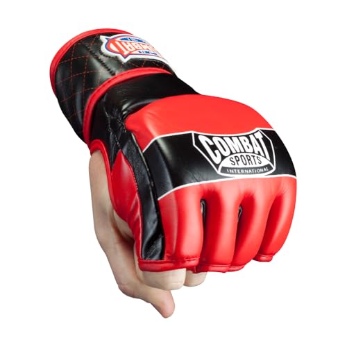 Combat Sports Traditional MMA Fight Gloves - color: Black / Red, size: X-Large