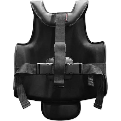 Meister Body Armor - MMA & Boxing Chest Guard w/Groin Protector | Trainer-grade protection for kickboxing and Muay Thai. Maximum coverage for belly, chest & oblique strikes - size: Adult Large
