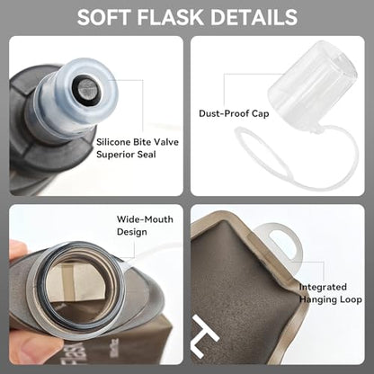 250ml Soft Flask Soft Water Bottle for Running, Hiking, Cycling and Climbing - Grey - color: 250ml, grey