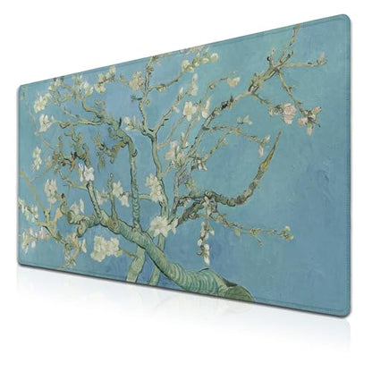 Big Mouse Pad Modern Desk Pad Computer Desk Mats Large Mouse Pads Large Mousepad Waterproof Non-Slip Rubber Base 35.4 X 15.7 for Game Office, Vincent Almond Blossom - color: Vincent Almond Blossom