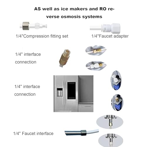 40FT Refrigerator Water Line Kit with 15 Push-to-Connect Fittings - 1/4" OD Food-Grade Tubing for Ice Maker, RO Systems & Faucets | Leak-Proof