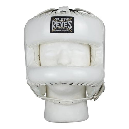 CLETO REYES Boxing Headgear with Face Bar for Men and Women, Protective Head Guard Face Saver, Sparring Fighting Sports - color: White