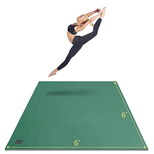 GXMMAT Large Yoga Mat 6'x4'/6'x6'/7'x5'(7mm/9mm), Extra Thick Workout Mats for Home Gym Flooring,Ultra Comfortable Non-Slip Quick Resilient Barefoot Wide Exercise Mat for Pilates,Stretching,Meditation - color: Green Jasper, size: 6*6 FT