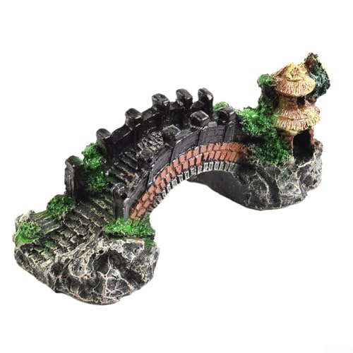 Resin Aquarium Decor Bridge for Fish Tank with Smooth Finish and Safe Material for Creating Aesthetic Aquascapes (B)