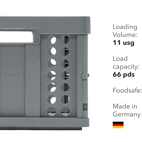 Clax® crate | folding box | basket | 48 qt (12 gal) | grey