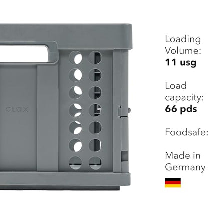 Clax® crate | folding box | basket | 48 qt (12 gal) | grey