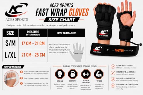 Fast Wraps/Easy Wraps/Hand Wraps Gloves-1 Meter Long Wrist Straps - size: Medium