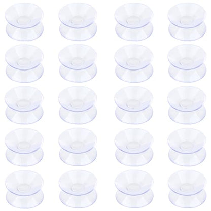 Pawfly 20 Pack Double Sided Suction Cups 1.2 Inch Clear PVC Plastic Sucker for Glass Table Mirror