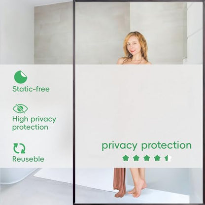 Window Privacy Film Frosted Privacy Window Film Heat Control UV Blocking Frosted Glass Window Film Static Cling Non-Adhesive Reusable Door Coverings for Bathroom&Home&Office(35.4 * 78.7'')
