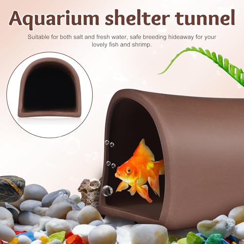 GLEAVI Ceramic Shrimp Shelter and Fish Hideaway Aquarium Breeding Tube for Fish Tank Decoration Large Ceramic Habitat Cave for Shrimp and Breeding