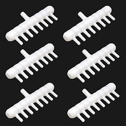 Rake-shaped hose joint air discharge diverter, Plastic Barb Hose Fitting Connector, 8-Way Outlet Air Line Pump Tubing Splitter Water Flow Divider, for Aquarium Garden Agricultural Irrigation（6Pcs）