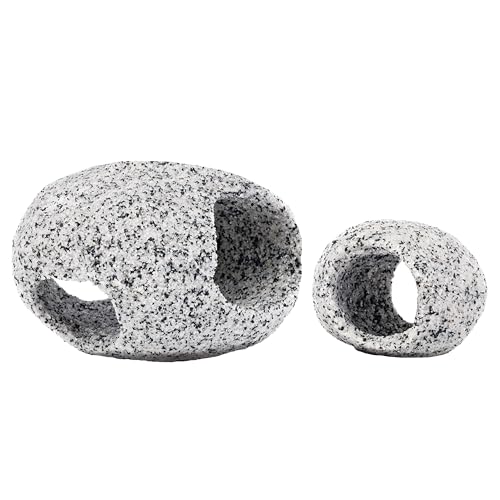 Penn-Plax Deco-Replicas Granite Aquarium Ornament & Hideaway 2 Piece Set – Realistic Stone Appearance – Safe for Freshwater and Saltwater Tanks – Small & Medium (RR1074) - size: Small & Medium