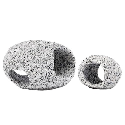 Penn-Plax Deco-Replicas Granite Aquarium Ornament & Hideaway 2 Piece Set – Realistic Stone Appearance – Safe for Freshwater and Saltwater Tanks – Small & Medium (RR1074) - size: Small & Medium