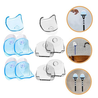 DOITOOL 10pcs Plastic Razor Holders Suction Cups Wall Razor Storage Rack for Efficient Space-saving Showers Durable Bathroom Shaving Tool Stand Compact Design Easy Installation