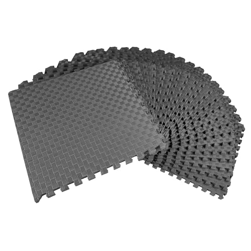 BalanceFrom Puzzle Exercise Mat 1 Thick, EVA Interlocking Foam Floor Tiles - color: Grey, style: One Inch Thick, 72 Square Feet