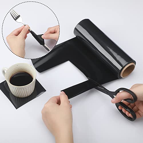 Treela 2 Rolls Non Slip Material Roll, 8 Inch x 3.25 ft Silicone Roll Cut to Size Non Slip Mat Large Table Pads Anti Slip Large Roll for Baking Drawer Crafts Counter Eating Aids Drawer (Black)