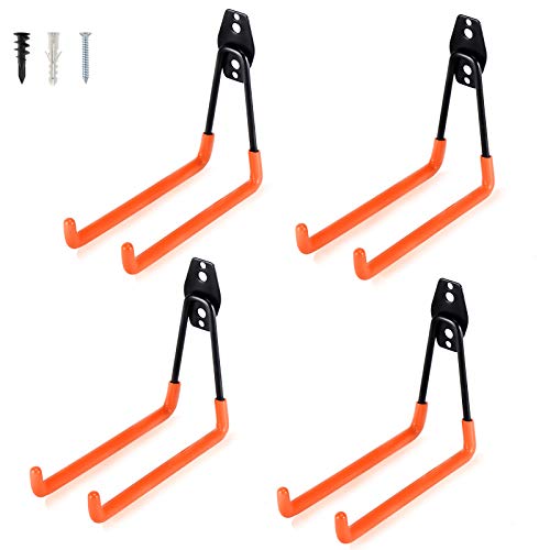 Aoben Heavy Duty Steel Garage Storage Hooks, Utility Tool Hangers and Combinable Wall Mount Hooks for Organizing Ladder, Hold Chairs, Heavy Tools (Large U, 4 Pack) - size: 4 X Large U hooks