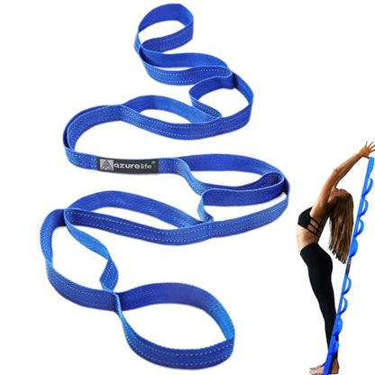 A AZURELIFE Premium Durable Stretch Straps with Loops, Stretching Strap for Physical Therapy, Multi-Loop Yoga Strap Fitness Exercise Strap for Yoga, Pilates, Dance, Flexibility&Exercise - color: #1-Blue