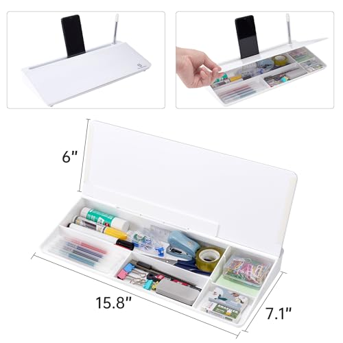 Small Desktop Whiteboard -Glass Dry Erase Board Computer Keyboard Stand White Board Surface Pad with Drawer, Desk Organizers with Accessories for Office, Home, School Supplies - White - color: White