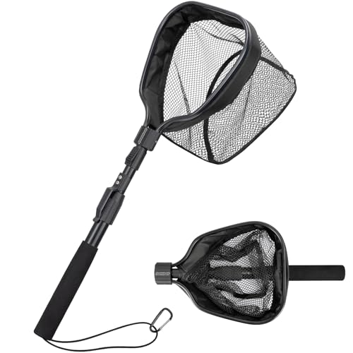 Floating Bait Net – Aluminum Livewell Net, 8" Hoop, 15"–21" Handle, Soft Mesh, EVA Grip, Belt Hook & Anti-Drop, for Minnows, Sardines, Herring – Telescopic & Collapsible Baitfish Net