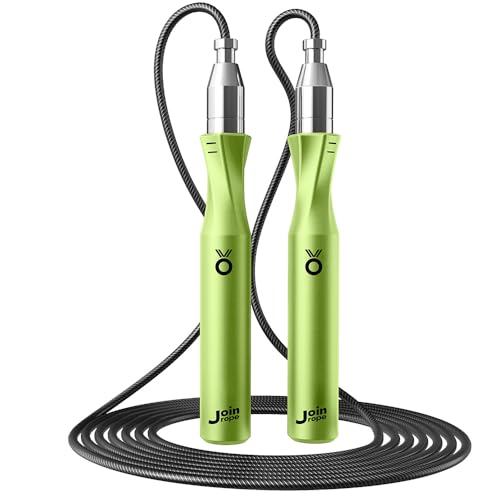 Weighted Jump Rope,Dual Bearing Smooth Rotation Speed Jump Rope, One-Button Push Adjustable Length for Men Women, Workout with Metal Handles for Fitness, Home Exercise & Slim Body - color: Green