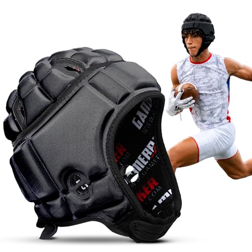GameBreaker Soft Shell Helmet with Impact-Engineered Pro Protection, Lightweight Headgear – Flag Football, Rugby, 7v7 & MMA - color: Black, size: XX-Large