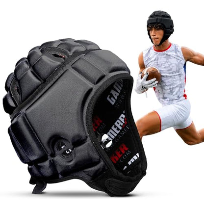 GameBreaker Soft Shell Helmet with Impact-Engineered Pro Protection, Lightweight Headgear – Flag Football, Rugby, 7v7 & MMA - color: Black, size: XX-Large