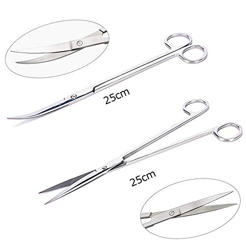 Aquarium Clean Tools Kits 6PCS Stainless Steel Tweezers Scissors Spatula Fish Starter Aquascape Tank Plants Sets - 38cm Tweezers