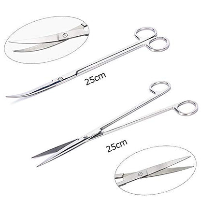 Aquarium Clean Tools Kits 6PCS Stainless Steel Tweezers Scissors Spatula Fish Starter Aquascape Tank Plants Sets - 38cm Tweezers