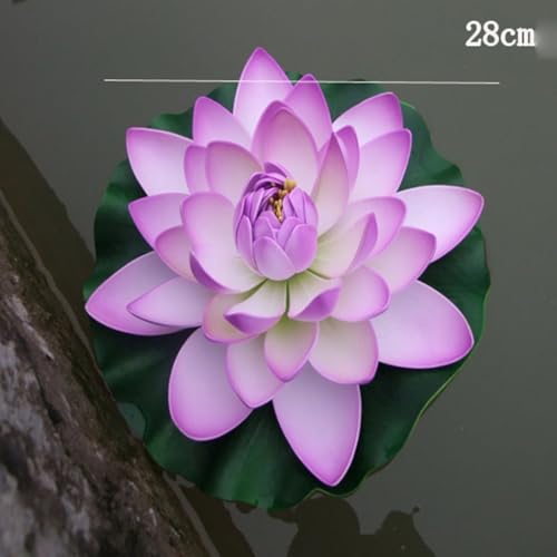 Floating Pond Lily Pads Artificial Flowers Decoration With Handcrafted Detail And Stable Float Base Suitable Aquarium And Garden Pools(Lavender) - color: Lavender