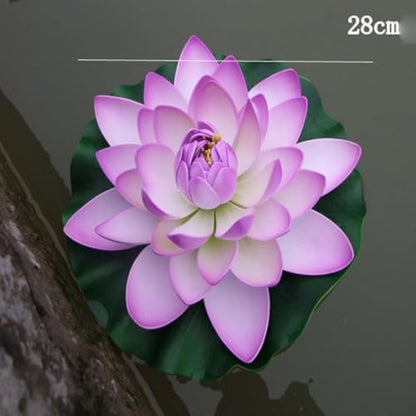 Floating Pond Lily Pads Artificial Flowers Decoration With Handcrafted Detail And Stable Float Base Suitable Aquarium And Garden Pools(Lavender) - color: Lavender