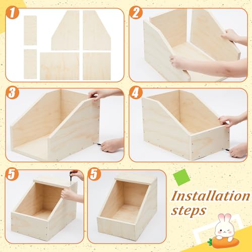 2 Pack Wood Rabbit Nesting Box, 20x14x14 Inch Wooden Hutch Hideout for Breeding, Natural Burrow Den Alternative for Rabbits & Small Animals - size: 20x14x14 Inch
