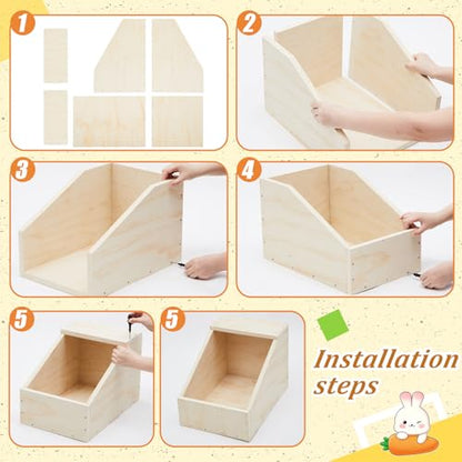 2 Pack Wood Rabbit Nesting Box, 20x14x14 Inch Wooden Hutch Hideout for Breeding, Natural Burrow Den Alternative for Rabbits & Small Animals - size: 20x14x14 Inch