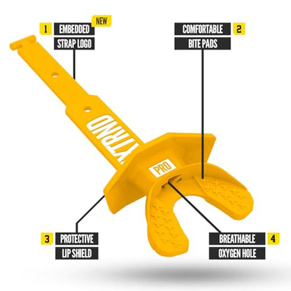 Nxtrnd Two Pro Football Mouth Guard, Permanent Strap, Fits Adult & Youth (Yellow) - color: Yellow Pro