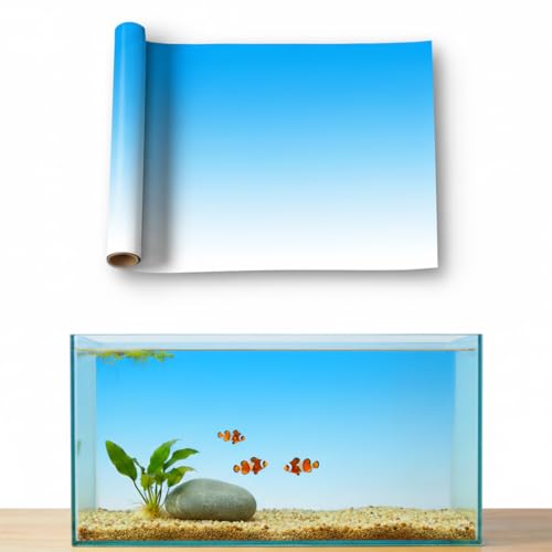 Aquarium Background - Static Cling Fish Tank Sticker - White Blue Gradient | Easy Install for Glass Tanks, No Residue, Reusable 60 x 40 cm / (24 x 16 inches) - color: White Blue, size: 24 x 16 inches