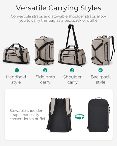 BAGSMART 4-IN-1 Gym Bag for Women Men, TSA Duffle Bag for Travel - color: Greenish Gray