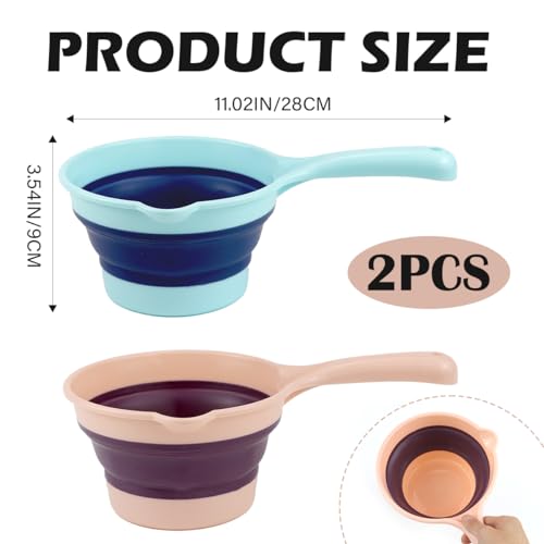 DOERDO 2Pcs Folding Water Ladle Collapsible Scoop Cup Portable Water Spoon for for Kitchen Bathroom Garden, 11x3.5Inch