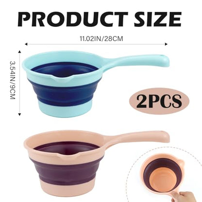 DOERDO 2Pcs Folding Water Ladle Collapsible Scoop Cup Portable Water Spoon for for Kitchen Bathroom Garden, 11x3.5Inch