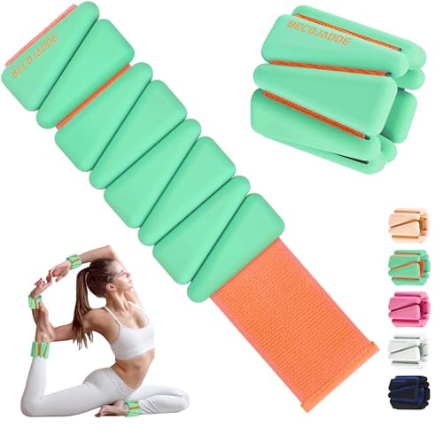 Ankle Weights for Women Wrist Weights Set of 2 (1 lb/2 lb Each) Adjustable Arm Leg Weight for Womens Men Suitable for Walking Swimming Running Pilates Yoga Gym - color: Green Orange, size: 2lb Pair (1lb Each)
