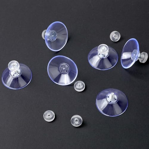 12 PCS Suction Cups, 40mm Strong Suction Cup with M5 Metal Screw Rods and Nuts Clear PVC Heavy Duty Suction Cup Holder Plastic Sucker Pads Without Hooks for Bathroom Wall Door Glass Window Car Shade