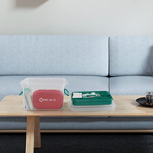 Clear First Aid Box Organizer with Compartments, Plastic Family Medical Supplies Storage Box