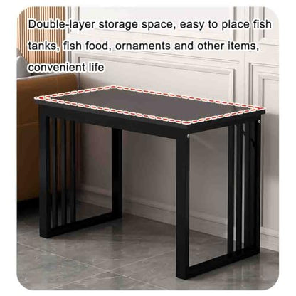 Sturdy Metal Fish Tank Stand with Storage Shelves, Multi-Functional Home Organizer Side Table for Living Room, Bedroom, Kitchen, Office (White, 70x45x70 cm)
