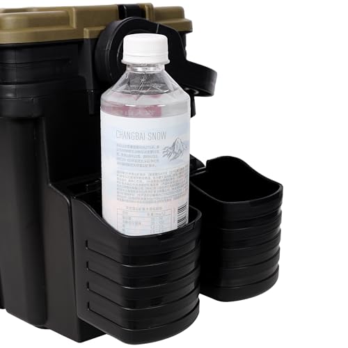 Dual-layer Fishing Tackle Box, Tackle Box Organizer Fishing Box Large, Plastic Portable Tackle Storage Box with 2pcs Rod Holder, 2pcs Cup Holder, 1pc Carring Strap
