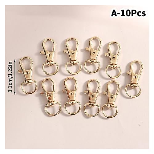 BREAKA 10Pcs/Set Metal Swivel Lobster Hook Clasp Keyring Snap Clasp Bag Jewelry Lanyard Trigger Buckle DIY Bag Accessories (Color : G) - color: G